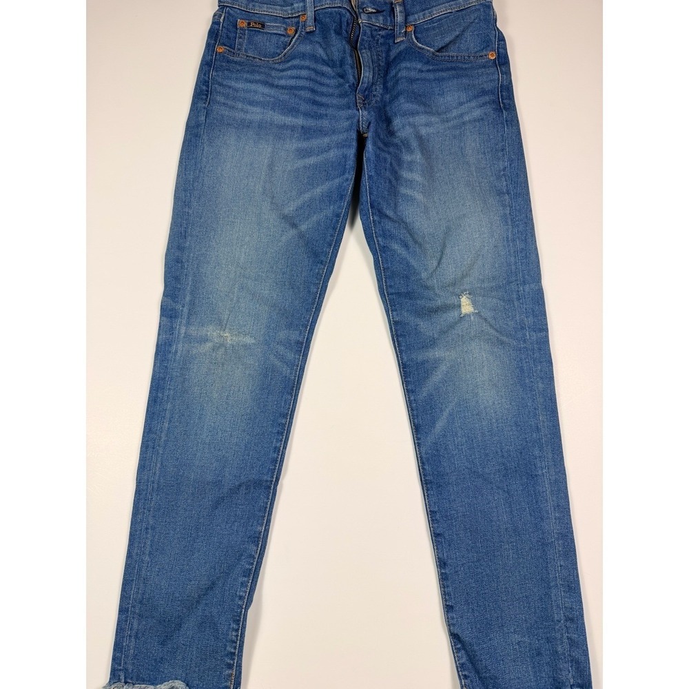 Polo Ralph Lauren Tompkins Skinny Crop Jeans Medium Wash Raw Hem Womens 28